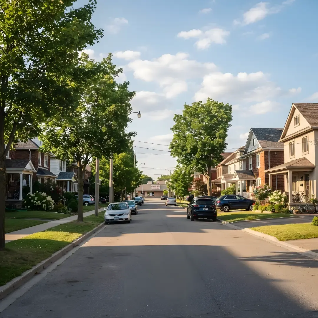 Traditional two-story homes with porches on a suburban street.